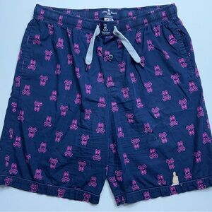 Psycho Bunny Shorts Mens Size Medium Blue Pink All Over Print Bleach Stains 🤬